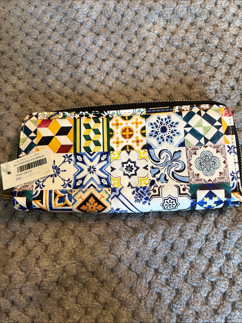 Black Zip-Around Long Wallet with Multiple Compartments